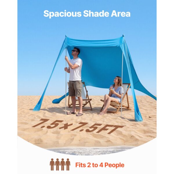 VEVOR Strandzelt mit Sonnenschutz (UPF 50+) 2,3 x 2,3 x 2 m Grundfläche – Bild 2 VEVOR Strandzelt mit Sonnenschutz (UPF 50+) 2,3 x 2,3 x 2 m Grundfläche – Bild 2