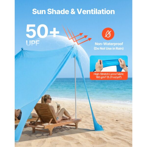 VEVOR Strandzelt mit Sonnenschutz (UPF 50+) 2,3 x 2,3 x 2 m Grundfläche – Bild 3 VEVOR Strandzelt mit Sonnenschutz (UPF 50+) 2,3 x 2,3 x 2 m Grundfläche – Bild 3