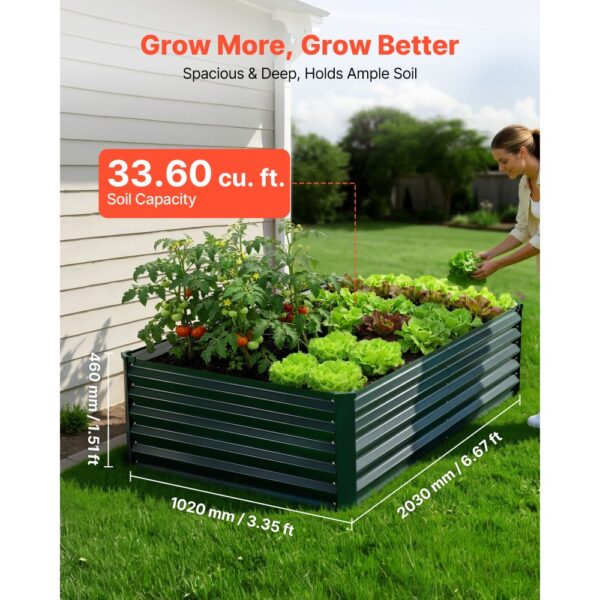 VEVOR Hochbeet Metall 203x102x46 cm, Rechteckiges Gartenbeet, Pflanzkasten-Set für den Außenbereich – Bild 2