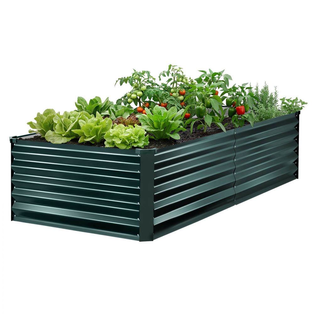 VEVOR Hochbeet Metall 203x102x46 cm, Rechteckiges Gartenbeet, Pflanzkasten-Set für den Außenbereich