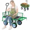 VEVOR Bollerwagen 226,8 kg Tragkraft, Gartenwagen mit Sitz & PU-Rädern, Gerätewagen für Rasen