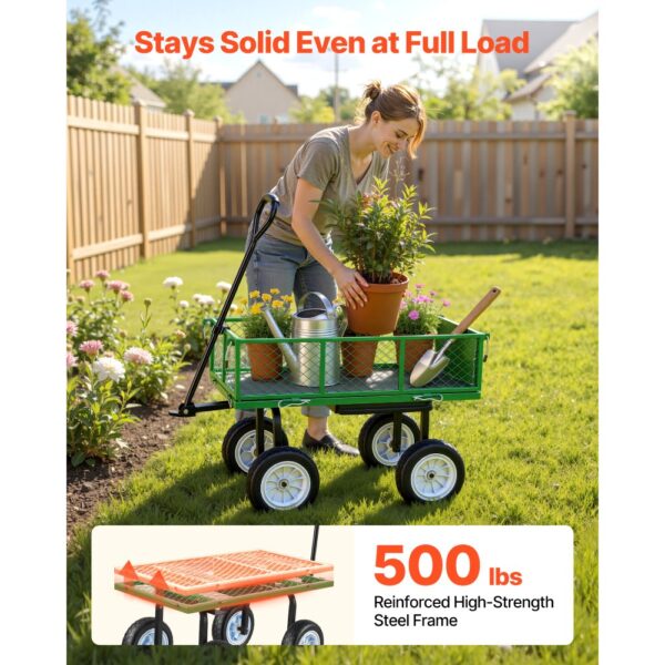 VEVOR Bollerwagen 226,8 kg Tragkraft, Gartenwagen mit Sitz & PU-Rädern, Gerätewagen für Rasen – Bild 2