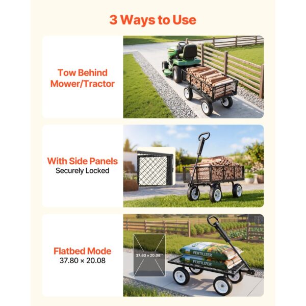 VEVOR Bollerwagen 408,2 kg Tragkraft, Gartenwagen mit PU-Reifen, Transportwagen mit Verstellbarem Griff – Bild 5 VEVOR Bollerwagen 408,2 kg Tragkraft, Gartenwagen mit PU-Reifen, Transportwagen mit Verstellbarem Griff – Bild 5