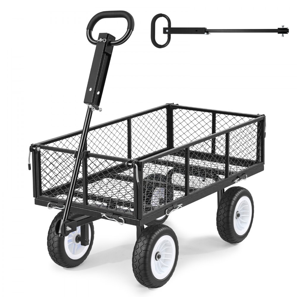 VEVOR Bollerwagen 408,2 kg Tragkraft, Gartenwagen mit PU-Reifen, Transportwagen mit Verstellbarem Griff