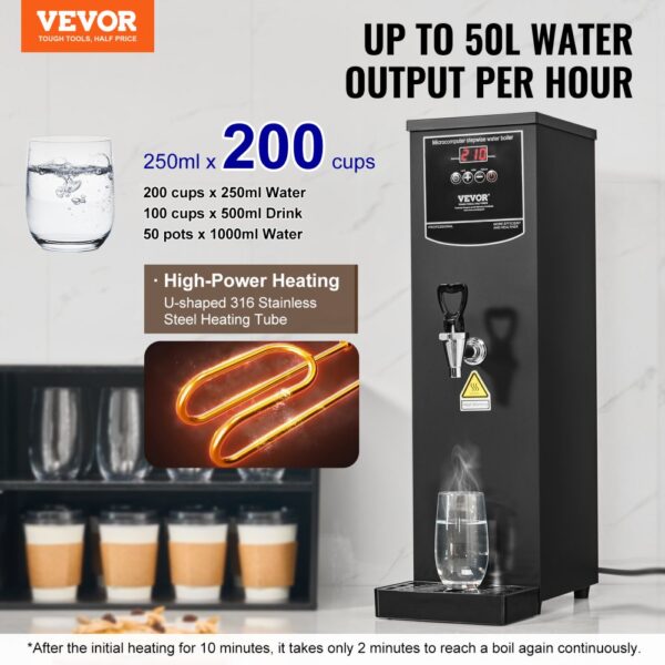 VEVOR Gewerblicher Heißwasserspender 15 L, 1,5 kW Wasserkocher Elektrisch mit Heizrohr aus Edelstahl 316 – Bild 2