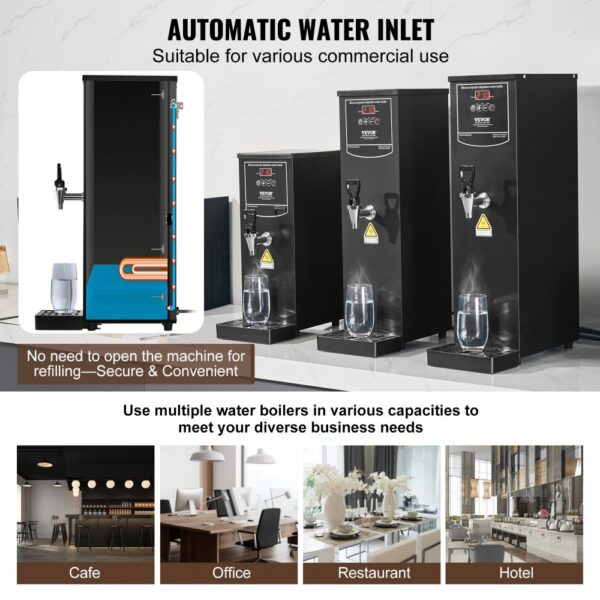 VEVOR Gewerblicher Heißwasserspender 15 L, 1,5 kW Wasserkocher Elektrisch mit Heizrohr aus Edelstahl 316 – Bild 4