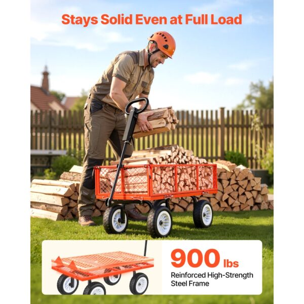 VEVOR Bollerwagen 408,2 kg Tragkraft, Gartenwagen mit PU-Reifen, Handwagen mit Verstellbarem Griff – Bild 2
