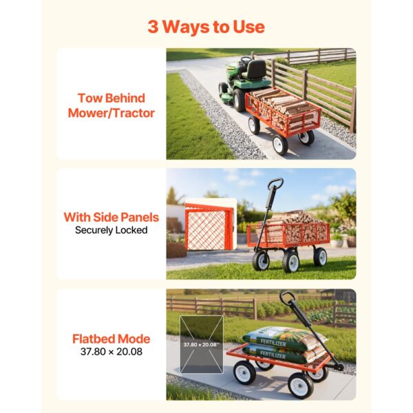 VEVOR Bollerwagen 408,2 kg Tragkraft, Gartenwagen mit PU-Reifen, Handwagen mit Verstellbarem Griff – Bild 5