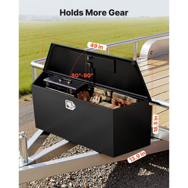 VEVOR Deichselbox Truckbox 1245 x 353 x 470 mm aus Stahl, Schwarz – Bild 2