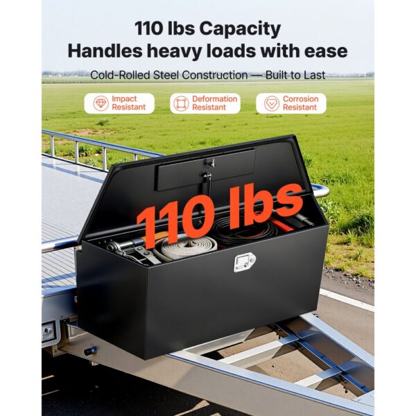 VEVOR Deichselbox Truckbox 1245 x 353 x 470 mm aus Stahl, Schwarz – Bild 3