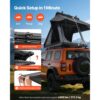 VEVOR Autodachzelt Hartschalen für 2-3 Personen, Wassefest & Windicht, 250 x 225 x 144 cm (Aufgeklappt) – Bild 2