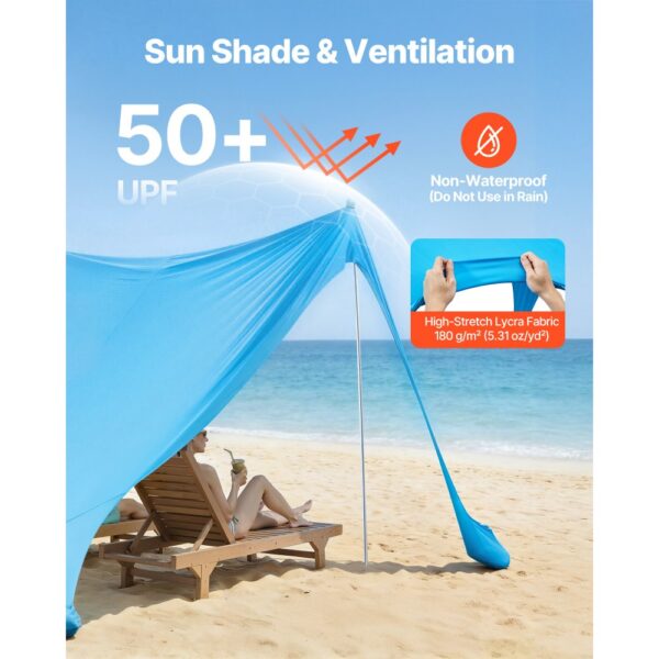VEVOR Strandzelt mit Sonnenschutz (UPF 50+) 3,4 x 3,4 x 2 m – Bild 3 VEVOR Strandzelt mit Sonnenschutz (UPF 50+) 3,4 x 3,4 x 2 m – Bild 3