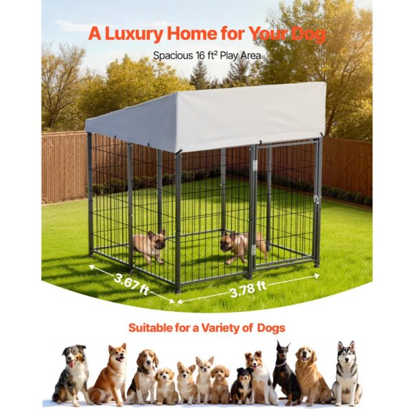 VEVOR Hundezwinger, 1,12x1,15x1,25 m, Hundehütte mit Sicherheitsschloss – Bild 4