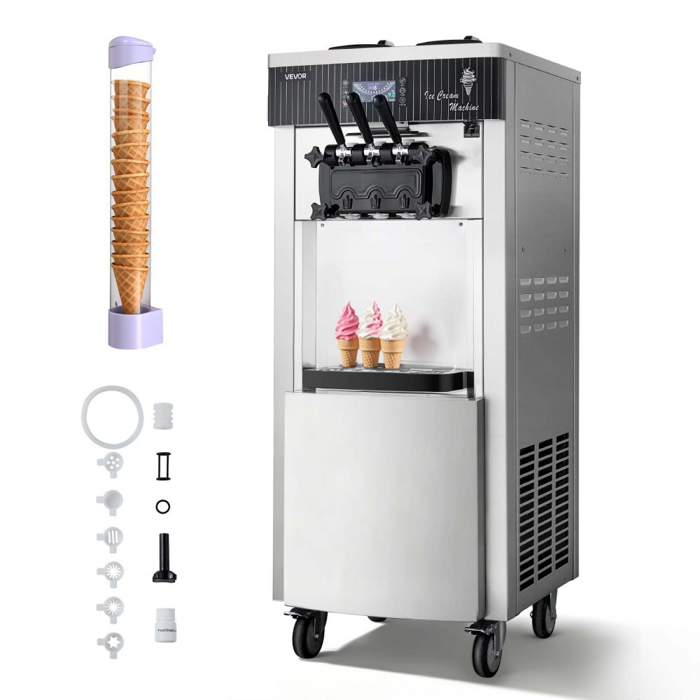 VEVOR Kommerzielle Softeismaschine 2200 W, Freistehende Eismaschine mit 20-28 L/h Produktion