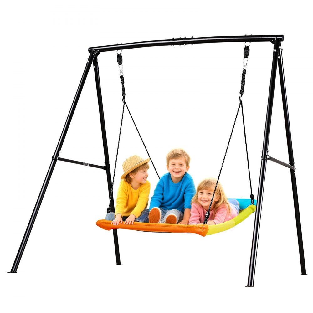 VEVOR Gartenschaukel mit A-förmigem Metallgestell, Schaukelsitz (150 x 81 cm), bis zu 199,6 kg Tragkraft