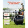 VEVOR Hauswasserwerk 1 PS 3750 L/h Flachbrunnenpumpe mit 1,4-2,8 bar Druckbehälter, 39 m Förderhöhe – Bild 2