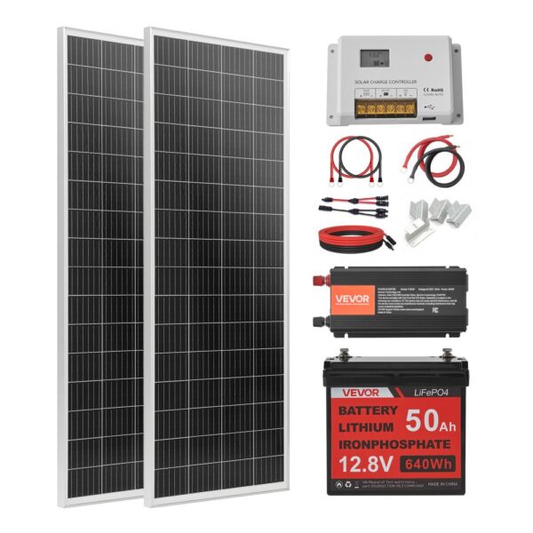VEVOR 200W Solaranlage Komplettset, Photovoltaik Inselanlage für Heim RV