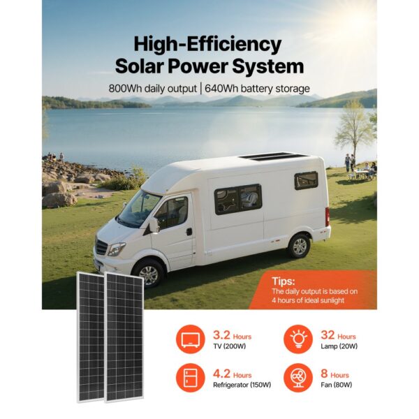 VEVOR 200W Solaranlage Komplettset, Photovoltaik Inselanlage für Heim RV – Bild 2