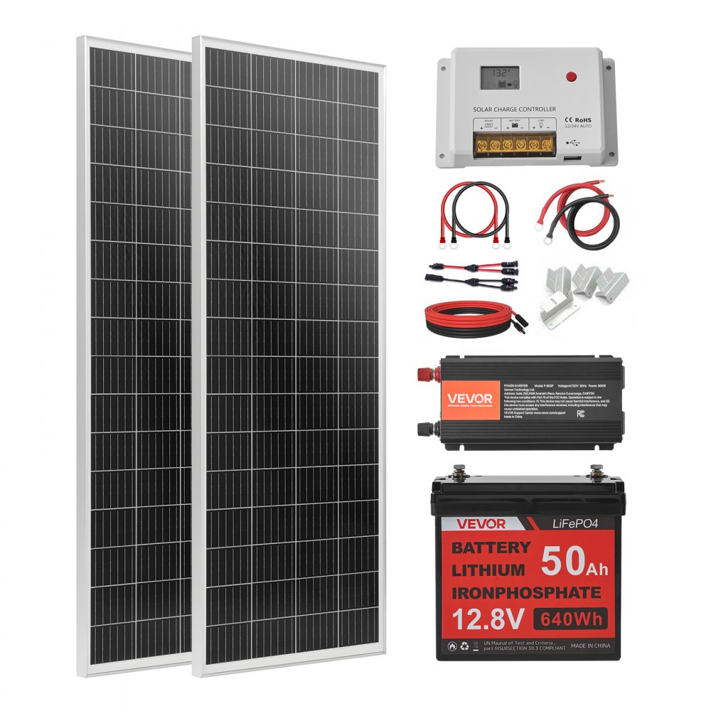 VEVOR 200W Solaranlage Komplettset, Photovoltaik Inselanlage für Heim RV