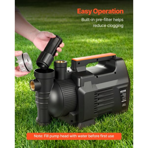 VEVOR Gartenpumpe 1300 W, Bewässerungspumpe Max. Fördermenge 4800 L/h, Saugpumpe mit 48 m Fördehöhe – Bild 4
