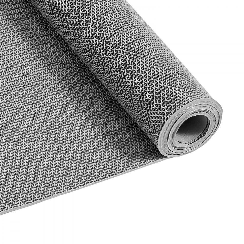 VEVOR Drainagematte PVC (90 cm x 300 cm), Rutschfeste PVC-Bodenmatte Spritzschutzmatte für Nassbereiche, Grau