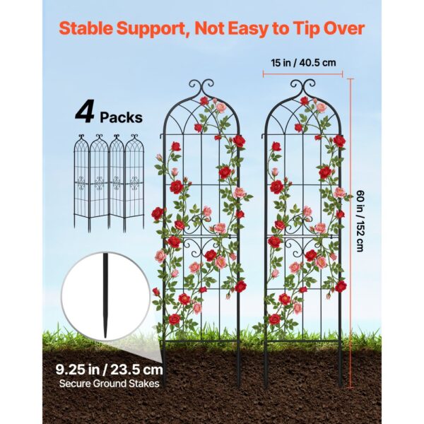 VEVOR Rankgitter, 152x40,5 cm 4er-Pack, Garten Spalier, Pflanzengitter für Blumen – Bild 2