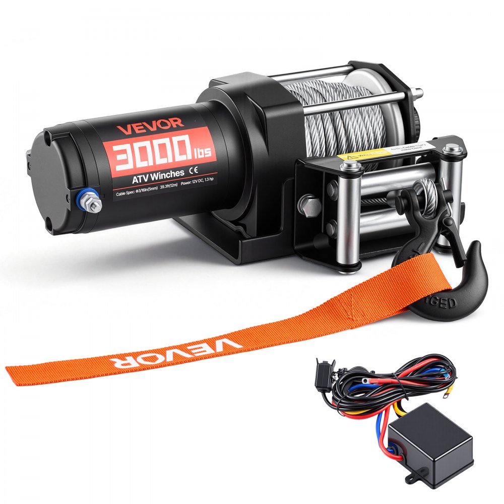 VEVOR Elektrische Seilwinde 1360 kg, IP55, Elektrowinde zum Abschleppen von ATVs