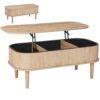 VEVOR Couchtisch Höhenverstellbar 1000x480x405-545 mm, Wohnzimmertisch mit Stauraum, Naturholz