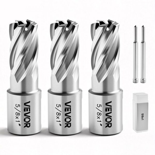 VEVOR HSS-Kernbohrer Weldon-Schaft 5-tlg. Magnetbohrer 15,9 mm Schnittdurchmesser, 25,4 mm Schnitttiefe, Stahl VEVOR HSS-Kernbohrer Weldon-Schaft 5-tlg. Magnetbohrer 15,9 mm Schnittdurchmesser, 25,4 mm Schnitttiefe, Stahl