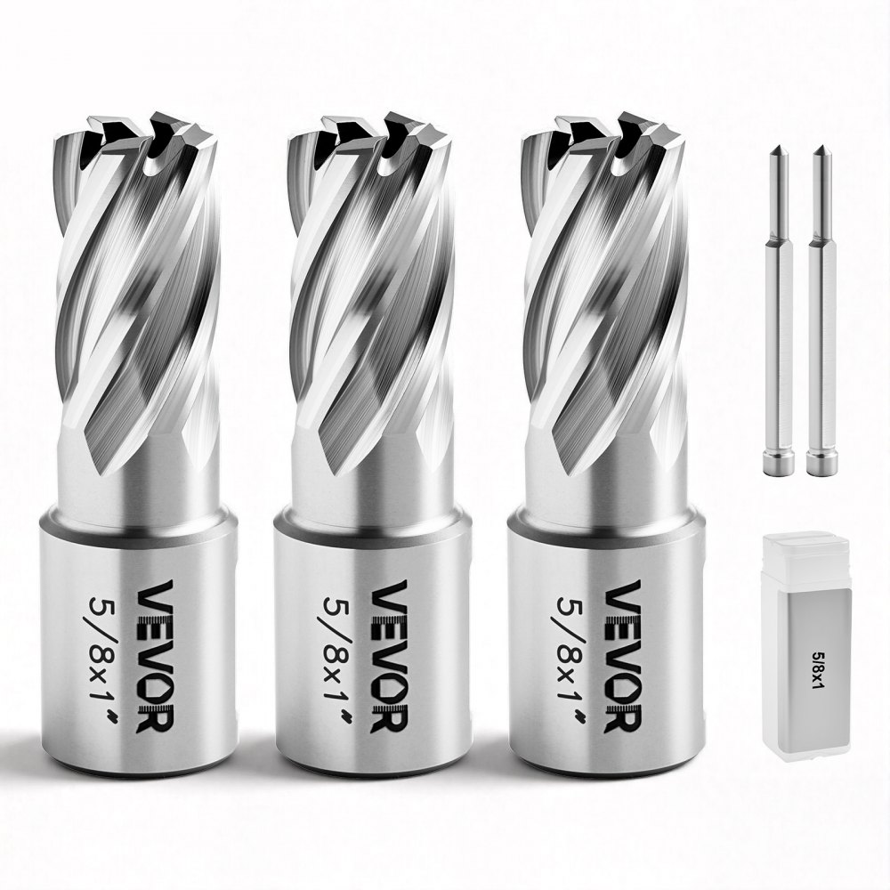 VEVOR HSS-Kernbohrer Weldon-Schaft 5-tlg. Magnetbohrer 15,9 mm Schnittdurchmesser, 25,4 mm Schnitttiefe, Stahl