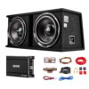 VEVOR Auto Subwoofer Set mit Bestücktem Gehäuse 305 mm, Dual-Subwoofer- und Verstärkerpaket 1200 W RMS