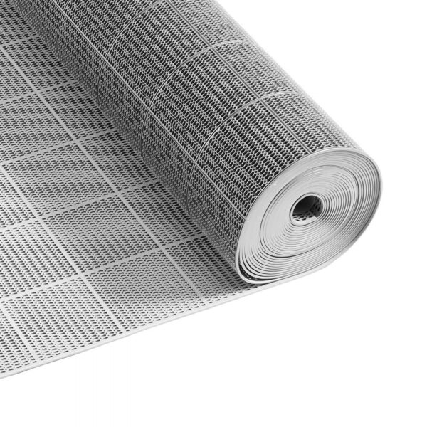 VEVOR Drainagematte PVC (0,9 m x 15 m), Rutschfeste PVC-Bodenmatte Spritzschutzmatte für Nassbereiche, Grau