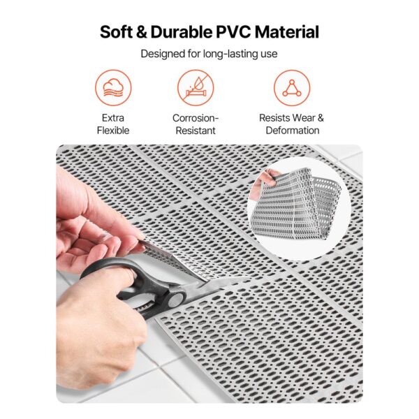 VEVOR Drainagematte PVC (0,9 m x 15 m), Rutschfeste PVC-Bodenmatte Spritzschutzmatte für Nassbereiche, Grau – Bild 3