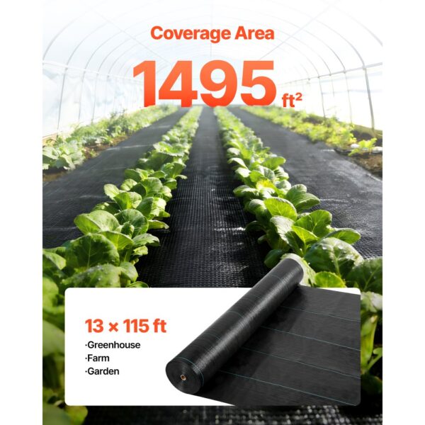 VEVOR Unkrautvlies 4x35,1 m Gartenvlies 100 g/㎡, Unkrautmatte auf Rolle aus Polypropylen, Schwarz – Bild 3