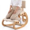VEVOR Ergonomischer Kniestuhl mit Dicken, Integrierten Schaumstoffpolstern & Holzrahmen & Rückenlehne, Büro