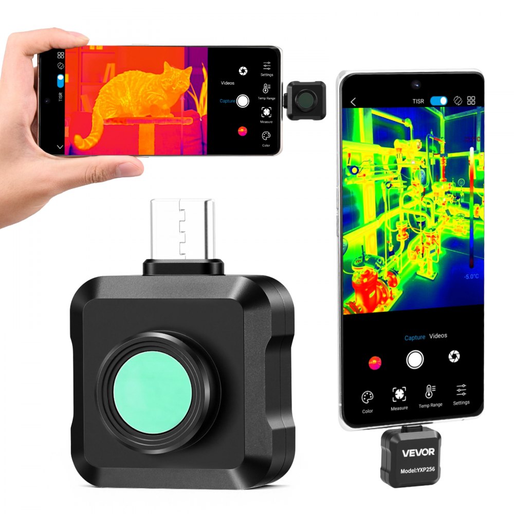 VEVOR Wärmebildkamera für Android, 25Hz Infrarotkamera mit 15 Farbpaletten für -20°C-550°C Inspektion