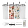 VEVOR Sublimationsbecher 4 Stk. (591 mL), Sublimationstumblers aus Edelstahl mit Deckeln & Strohhalm