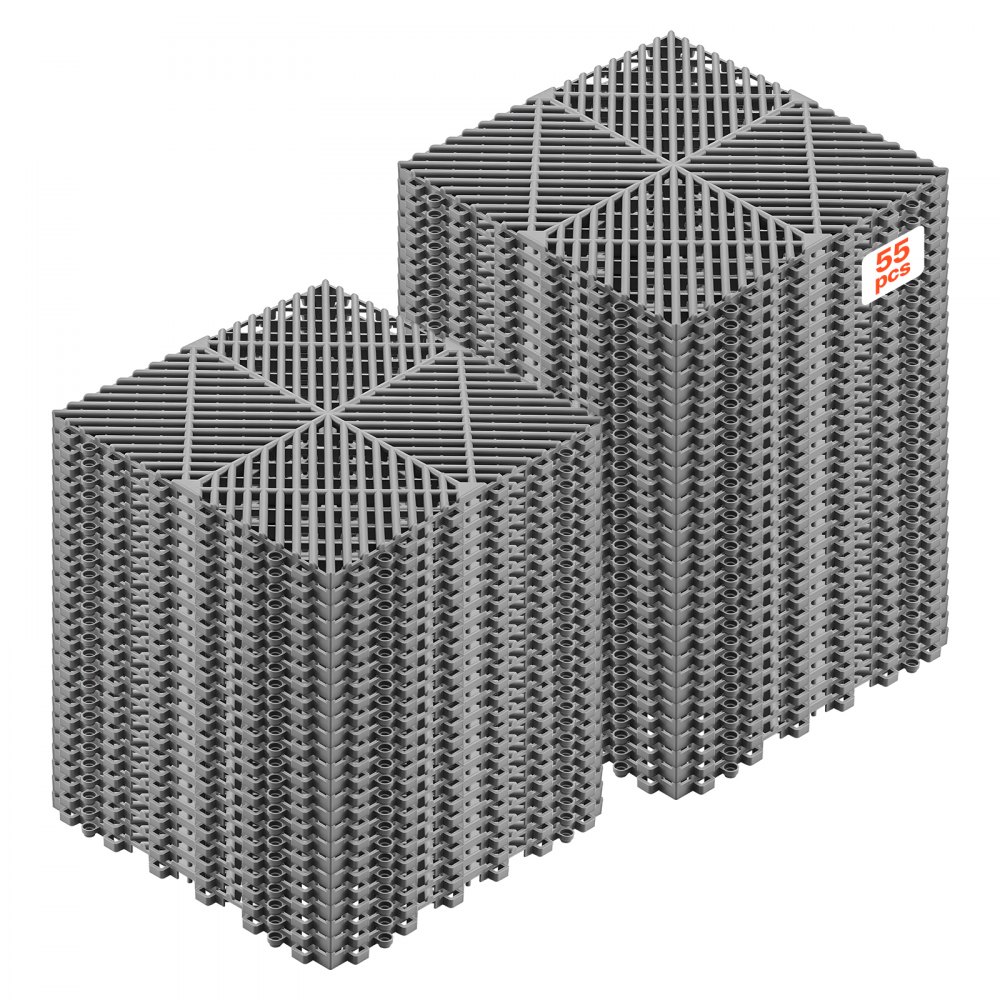 VEVOR Ineinandergreifende Drainagematten Set (55-tlg.) 31 x 31 cm, Selbstentwässernd, Grau