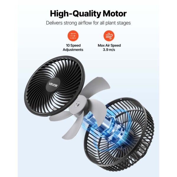 VEVOR Grow Ventilator mit Clip Oszillierend, 9 Geschwindigkeitsstufen & Zirkulationsmodus, 2er-Set – Bild 3 VEVOR Grow Ventilator mit Clip Oszillierend, 9 Geschwindigkeitsstufen & Zirkulationsmodus, 2er-Set – Bild 3