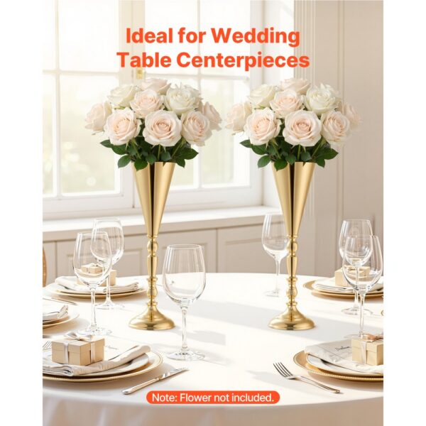 VEVOR 20 Stk. Hochzeitsvasen Tafelaufsatz Blumenvasen für Hochzeit 43 cm Hoch, Gold – Bild 2