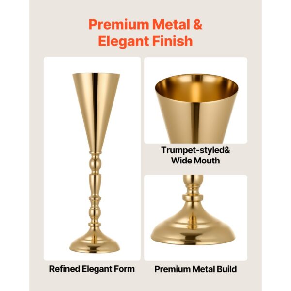 VEVOR 20 Stk. Hochzeitsvasen Tafelaufsatz Blumenvasen für Hochzeit 43 cm Hoch, Gold – Bild 4
