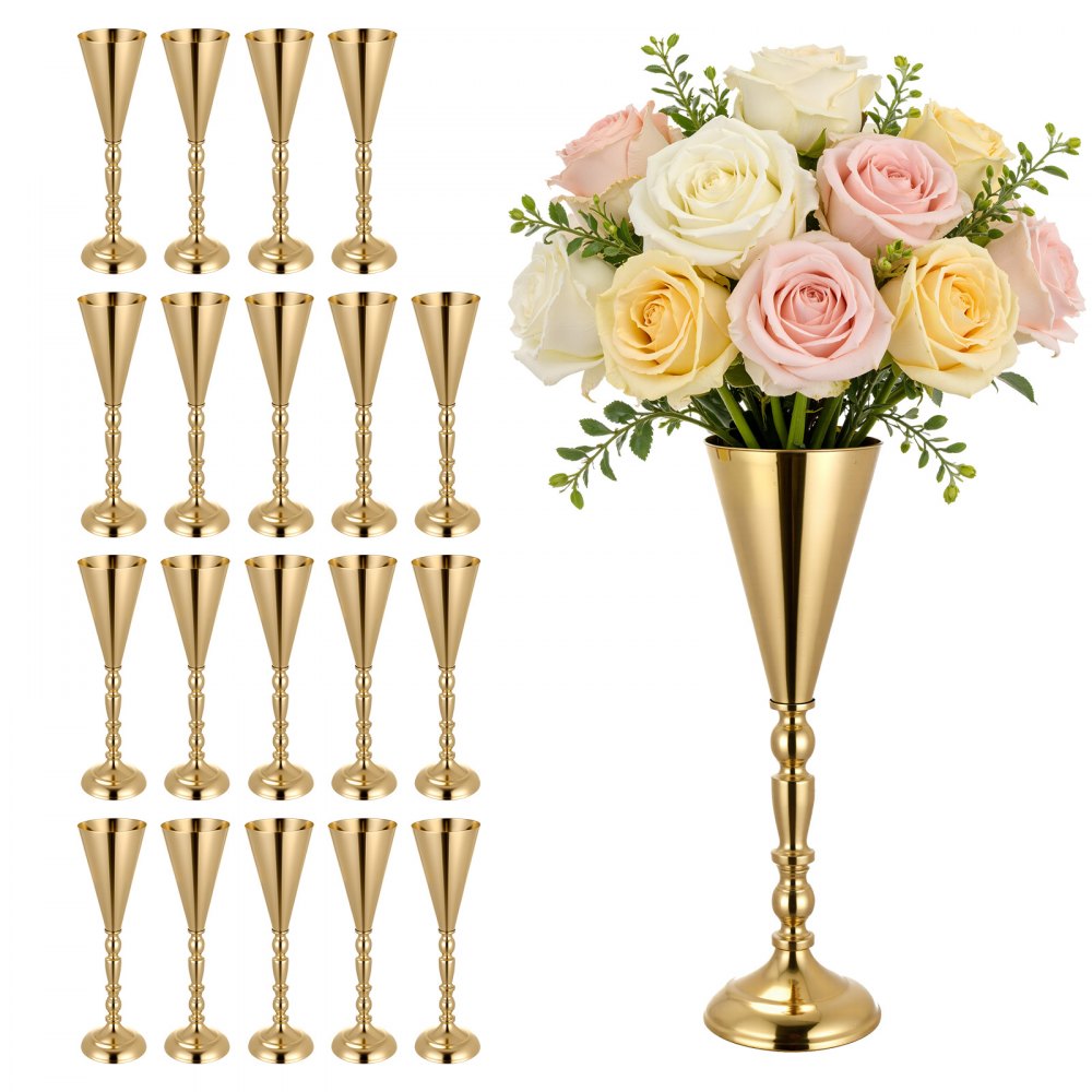 VEVOR 20 Stk. Hochzeitsvasen Tafelaufsatz Blumenvasen für Hochzeit 43 cm Hoch, Gold