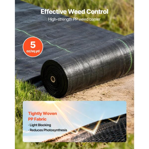 VEVOR Unkrautvlies 0,9x30,5 m Gartenvlies 168 g/㎡, Unkrautmatte aus Polypropylen, Schwarz – Bild 2