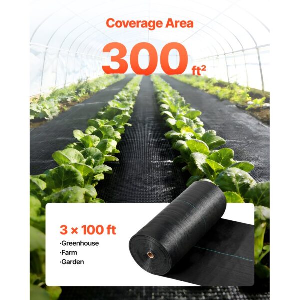 VEVOR Unkrautvlies 0,9x30,5 m Gartenvlies 168 g/㎡, Unkrautmatte aus Polypropylen, Schwarz – Bild 3