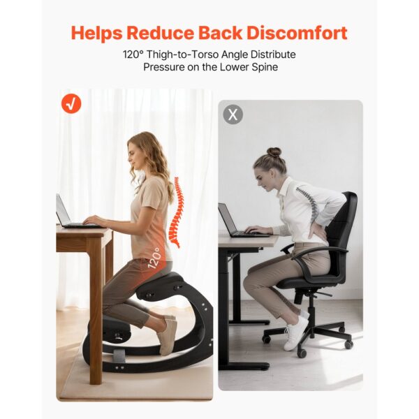 VEVOR Ergonomischer Hocker mit Dicken, Integrierten Schaumstoffpolstern & Massivholzrahmen, Ideal für Zuhause – Bild 3