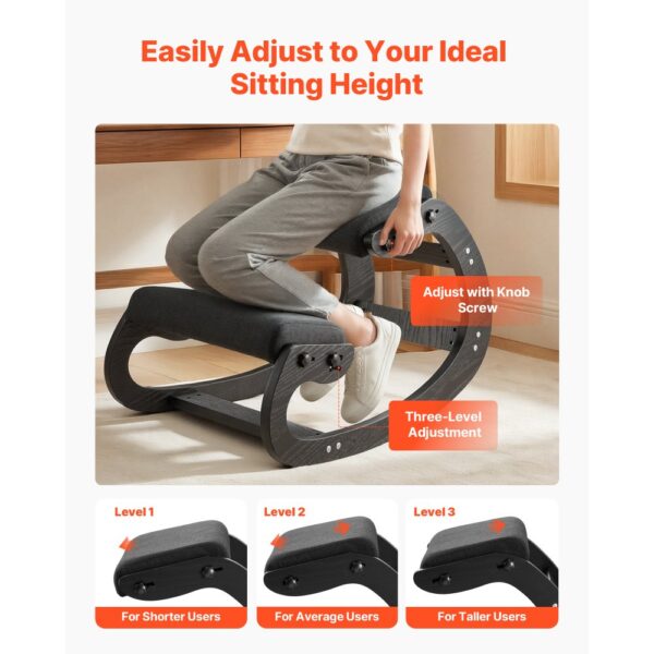 VEVOR Ergonomischer Hocker mit Dicken, Integrierten Schaumstoffpolstern & Massivholzrahmen, Ideal für Zuhause – Bild 4