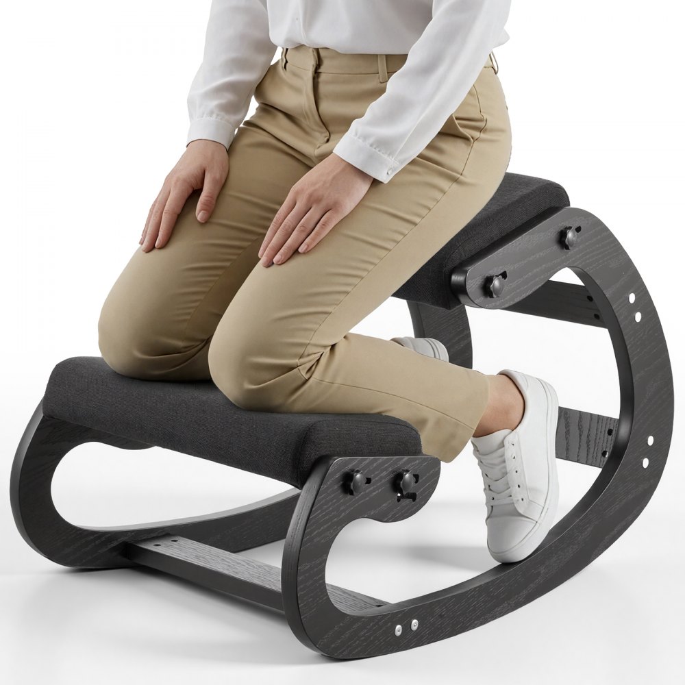 VEVOR Ergonomischer Hocker mit Dicken, Integrierten Schaumstoffpolstern & Massivholzrahmen, Ideal für Zuhause