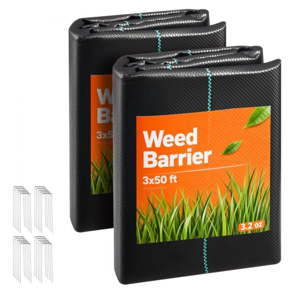 VEVOR 2x Unkrautvlies 0,9x15,2 m Gartenvlies 90 g/㎡, Unkrautmatte aus Polypropylen, Schwarz