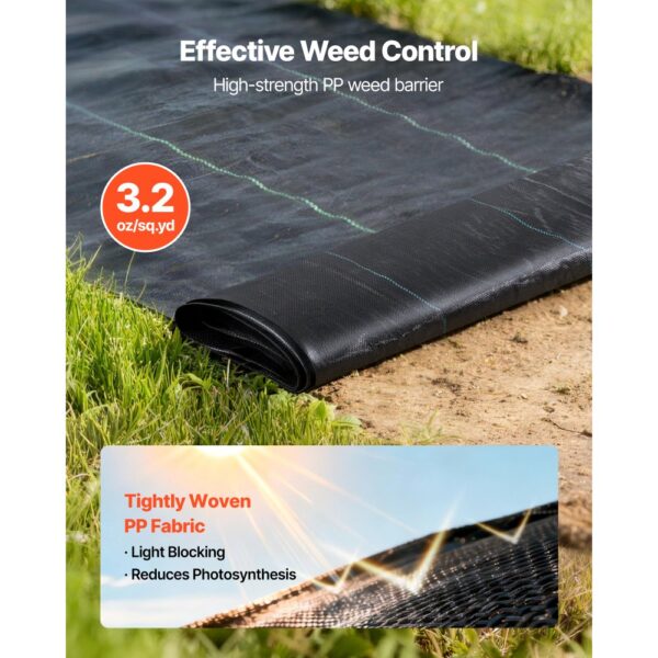 VEVOR 2x Unkrautvlies 0,9x15,2 m Gartenvlies 90 g/㎡, Unkrautmatte aus Polypropylen, Schwarz – Bild 2
