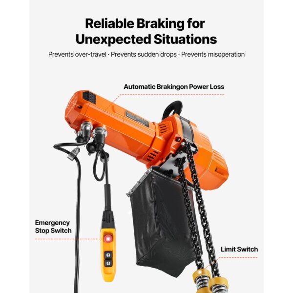 VEVOR Elektrischer Kettenzug 1000 kg, 3 m Hubhöhe, 2-in-1 Elektrokettenzug für Fabriken – Bild 5